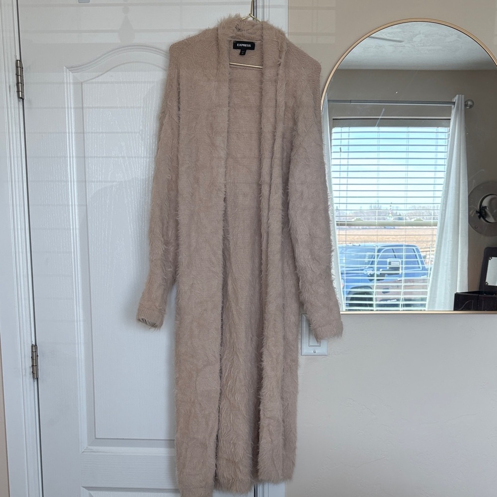 Express Soft Tan Longline Cardigan
